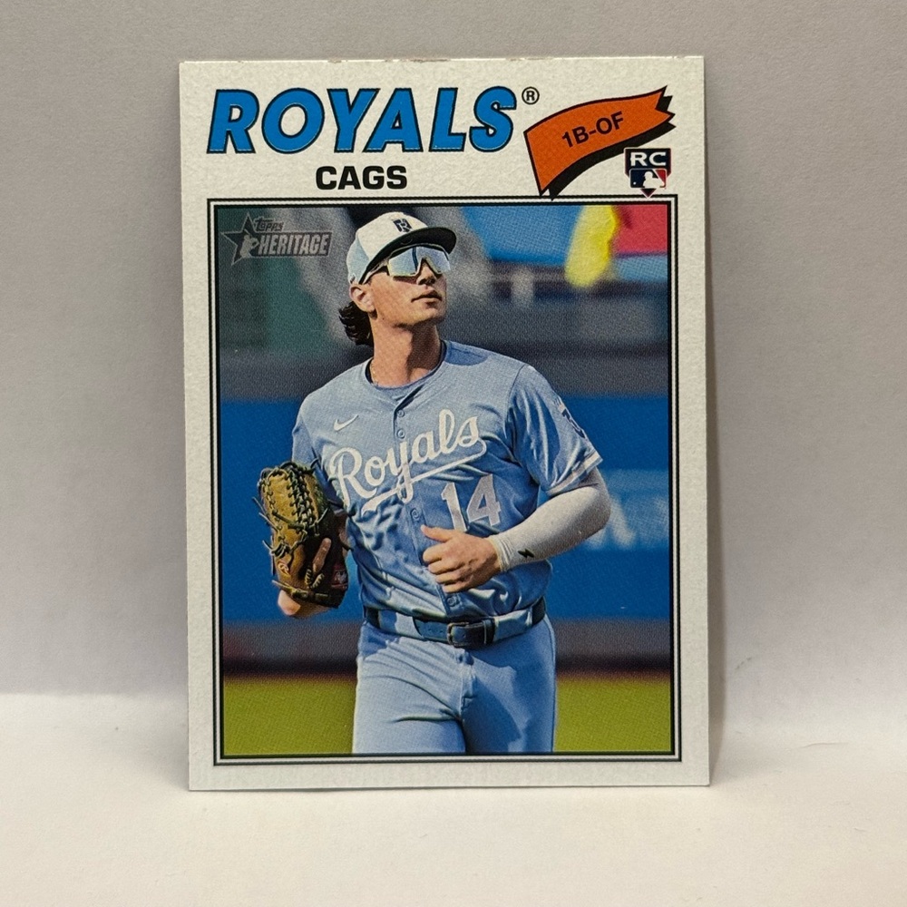Topps 2025 Heritage Jac Caglianone #136 Rookie “Cags” nickname Card